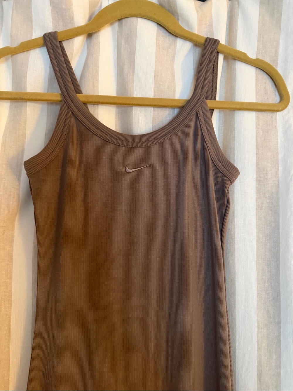 Nike Taupe Chill Knit Ribbed Tank Midi Dress Mink XS NWT - Picture 2 of 3
